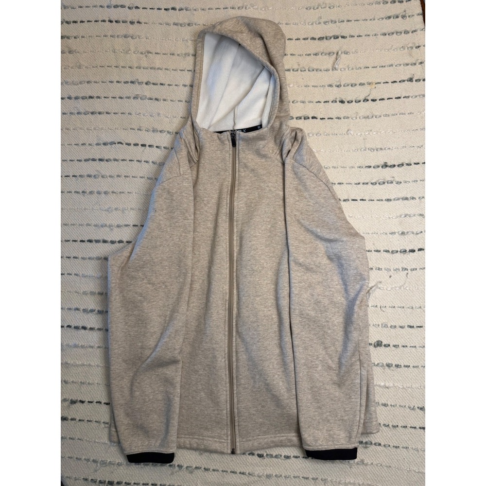 FLX Active Outdoor Full Zip Hoodie Mens Large Heather Tan Fleece Lined Jacket